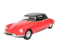 Voiture miniature Citroën DS19 Cabriolet - 12 cm - En métal - Avec moteur à rétraction - Jouet - Cadeau - Welly 16 - Rouge à