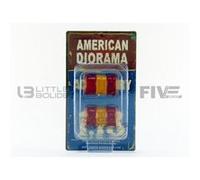 Voiture Miniature de Collection AMERICAN DIORAMA 1-18 - FIGURINES Baril Huile - Rouge / Yellow - 23977 Rouge G
