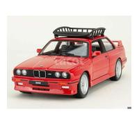 Voiture miniature de collection - BBURAGO - BMW M3 E30 1986 - Rouge - Échelle 1/24 - Avec galerie