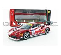 Voiture Miniature de Collection - BBURAGO - FERRARI 488 Challenge - 1/24 - Rouge et Blanc - 2017