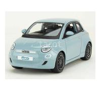 Voiture miniature de collection - BBURAGO - Fiat 500e 2023 - 1/24 - Bleu clair - Vélo inclus