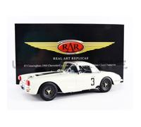 Voiture miniature de collection - Chevrolet Corvette Cunningham Le Mans 1960 - 1/18 - Real Art Replicas - Blanc/Bleu