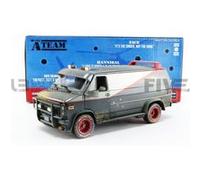 Voiture Miniature de Collection GREENLIGHT COLLECTIBLES 1-24 - GMC A Team Version Trouee - Van Agence Tous Risques - Black / Silver / Red - 84112 - Metal G