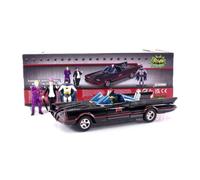 JADA 33737 DC COMICS BATMOBILE DELUXE W/ BATMAN ROBIN JOKER PINGOUIN BLACK 1966