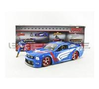Voiture Miniature de Collection JADA TOYS 1-24 - FORD Mustang + Captain America Figure - Blue - 31187BL G