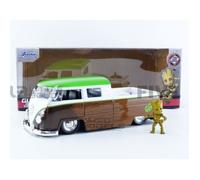 Voiture Miniature de Collection - JADA TOYS 1/24 - VOLKSWAGEN Bus Pick-up Groot Guardians of Galaxy - 1963 - Brown / White / Green