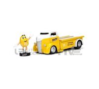 Voiture Miniature de Collection - JADA TOYS - FORD COE Flatbed Truck - Figurine M&M'S Jaune - 1947 - 1/24