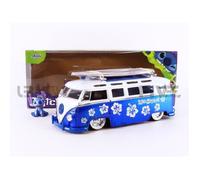 Voiture Miniature de Collection - JADA TOYS - VOLKSWAGEN T1 Bus - 1962 - Figurine Stitch incluse - Bleu / Blanc