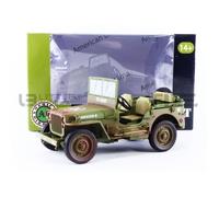Voiture Miniature de Collection - JEEP Willys US Army Dirty Version 1944 - Échelle 1/18 - Vert boueux - Aspect réaliste