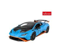 Voiture miniature de collection - LAMBORGHINI Huracan STO - Échelle 1/18 - Bleu clair / Orange / Noir - RASTAR