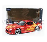 Voiture miniature de collection - MAZDA RX-7 - JADA TOYS 1/24 - Rouge/Jaune - Licence Fast and Furious