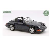 Voiture Miniature de Collection - NOREV 1/18 - PORSCHE 911 Carrera 4 Targa - 1991 - Bleu Métallisé