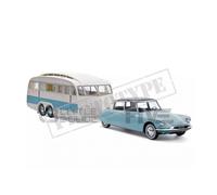Norev Voiture miniature Citroën DS 19 + Caravane Henon 1959 1/18 Bleu / Blanc