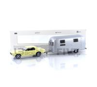 Voiture miniature de collection - NOREV - Ford Mustang 1968 avec remorque Airstream - 1/43 - Jaune