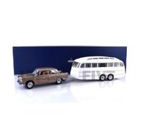 Voiture Miniature de Collection - NOREV 1/18 - PEUGEOT 404 with Caravan Henon - 1965 - Brown Metallic - 184837
