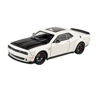 Voiture Miniature Dodge Challenger en Alliage à l'échelle 1:24, modèle réduit en métal moulé sous Pression avec Effets sonores et Lumineux, Objet de Collection(White)