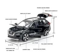 Voiture Miniature Nissan X-Trail à l'échelle 1/32, en métal moulé sous Pression, avec Effets sonores et Lumineux - Voiture de Collection(Black)