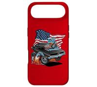 Voiture musclée Classique Patriotique des années 60 avec Drapeau américain Dessin animé Coque pour iPhone Air