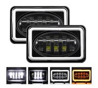 Voiture Phare Avant LED Carré 5 Pouces Pour JEEP Pour Wrangler Angel Eyes Phare 150W 25000LM DRL Clignotant Phare Camion 12V 24V Feux Avants(2 Piece)