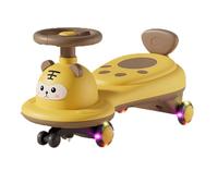 Voiture pivotante Anti-retournement, Musicale et Lumineuse, for Enfants, garçons et Filles, Jouet à enfourcher, balançoire, Roue Clignotante silencieuse, à partir de 3 Ans(Geel)