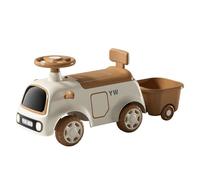 Voiture Porteur Enfant Voiture à Pousser avec remorque, Jouets d'intérieur et d'extérieur for Enfants avec Rangement sous Le siège, Musique légère Vélo-Trolley(Brown,with Trailer)