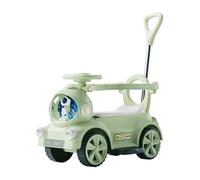 Voiture Porteur Enfant Voiture électrique for Enfants avec phares, poignée de poussée, Dossier, 3 Modes: Pousser, Conduire ou Trottinette Vélo-Trolley(Groen)