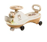 Voiture Porteur Enfant Voiture Wiggle avec Roues Lumineuses Anti-retournement, tournez Wiggle et C'est Parti. Le Meilleur Jouet à enfourcher for garçons et Filles Vélo-Trolley(Brown,Normal Wheel)
