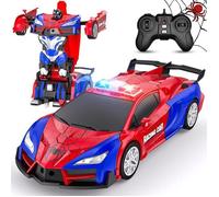 Voiture radiocommandée - Robot transformable - Rouge - 4 ans+ - Bouton Transformation & Auto Demo