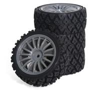 Voiture RC Pneus pour Tamiya pour TT-01 pour TT-02 TT01E XV01 XV02 1/10 RC pour Pièces De Voiture Rallye 4 68 * 28mm Ensemble Pneus en Caoutchouc(Gray)