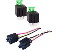 Voiture Relais 12V, Relais Automobile 4 Broches SPST avec Fusibles à Lame ATO/ATC 30A, Normalement Ouvert pour La Voiture, Prise avec Fils 14 AWG, Paquet de 2