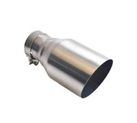 Voiture Silencieux Queue Unique Sortie Droit Noir Embout D'échappement De Voiture Monotube En Acier Inoxydable 304 Brossé Argenté 2.5 Pouces X 4.5 Pouces(IN51-OUT89MM)