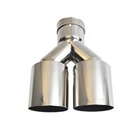 Voiture Silencieux Queue Unique Sortie Droit Noir Entrée De 3 Pouces Sortie De 3 Pouces Longueur De 9.5 Pouces Embout D'échappement Double En Acier Inoxydable 304 Poli(IN51-OUT76mm)