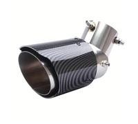 Voiture Silencieux Queue Unique Sortie Droit Noir Modification De Pot D'échappement Pour Voiture Embout En Fibre Carbone Coude Réglable Acier Inoxydable 63-89Mm Coque ABS(A)