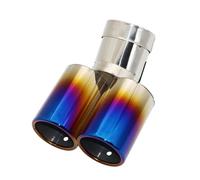 Voiture Silencieux Queue Unique Sortie Droit Noir Silencieux D'échappement Pour Voiture Embout De Pot Plat Universel Coudé En Acier Inoxydable À Double Sortie 63 Mm(Blue 63MM)