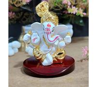 voiture | Statue plaque en argent de Ganpati pour la paix et la prosprit | Idol for Pooja Office and Home Decor and Gifts (GoldWhitepagadimdf)