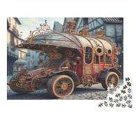 Voiture Steampunk Ancienne Puzzle 1000 Pièces Jeu de Puzzle 1000 Pièces Papier pour Adultes Rue Vintage Esprit Famille Détente Cadeau 38x26cm/1000pcs