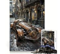 Voiture Steampunk en Ville Puzzle de 1000 pièces pour Adolescents Jeu de réflexion et de Relaxation mentale Modèle à Assembler Liste de souhaits du Père Noël 38x52cm