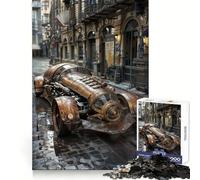 Voiture Steampunk en Ville Puzzle de 1000 pièces pour Adultes Jeu de réflexion Relaxant et Amusant Assemblage d'image Surprise chaleureuse 38x26cm