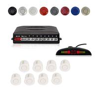 Voiture Système Radar de Recul, Cocar Buzzer Radar Parking Kit LED Écran avec Distance Affichage + 8 Capteurs + Avertissement sonore(Blanc)
