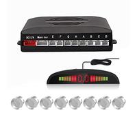 Voiture Système Radar de Recul, Cocar Buzzer Radar Parking Kit LED Écran avec Distance Affichage + 8 Capteurs + Avertissement sonore(Argent)