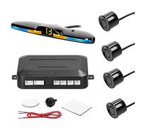 Voiture Système Radars Recul Arrière 4 Capteurs Stationnement Détection Distance Lumière LED Affichage Distance Avertisseur Sonore Car Parking Sensors(Noir)