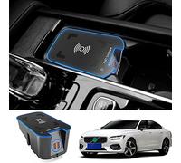 Voiture Tapis De Charge sans Fil pour Volvo XC90 XC60 V90 V60 S90 S60 2016-2021, Rapide Support Charger à Induction pour TéLéPhone USB Console Centrale IntéRieure Panneau De Chargeur Accessoires