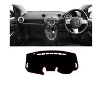 Voiture Tapis Tableau Bord Couverture Tableau Bord Voiture Tapis Compatible avec Mazda 2 Mazda2 Demio 2007 2008 2009 2010 2011 2012 2013 2014(A RHD Red Side)