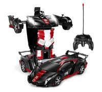Voiture télécommandé Robot,2 en 1 Robot Jouets Voiture Transformable,RC 2.4GHz Voiture radiocommandée,Transformers Jouets,360°Rotation Rechargeable,Voiture Enfant,pour Cadeau Enfant 3-12 Ans.