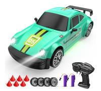 Voiture télécommandée 2,4 GHz, échelle 1:20, 4WD 20 km/h, haute vitesse avec lumières LED, pneu dérivant, 2 batteries rechargeables, pour adultes, garçons et filles (vert)