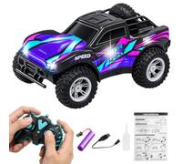 Voiture télécommandée 2,4 GHz RC Monster Truck avec lumière et brouillard | Voiture tout-terrain, son, dérive rapide, autonomie de 30 minutes, portée de 30 à 50 m, batterie 500 mAh