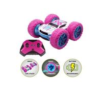 SILVERLIT - Exost Voiture Télécommandée Tout-Terrain 360 Cross Flash Rose - Batterie Rechargeable - Conduite sur 2 Faces à 360° + Phares LED - Dès 5 Ans