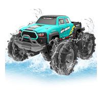 Voiture Télécommandée 4WD Amphibie - Voiture Stunt Tout-Terrain avec Capteur Gestuel, LED, 2 Batteries, Étanche, Jouet Enfant 4-12 Ans pour Sable, Eau, Jardin, Compatible Blocs de Construction