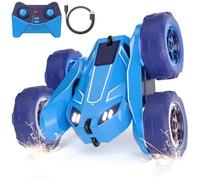 Voiture télécommandée à charge directe 2,4 G avec LED - Voiture cascade RC Flips à 360° et protection anti-basculement - Voiture télécommandée robuste 15 km/h 4WD pour enfants de 3 à 12 ans - Jouet