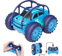 Voiture Télécommandée Amphibie Stunt, Double Charge USB-C pour Voiture & Télécommande, 2,4 GHz 360° Flips & Lumières LED Réglables, 15 km/h, Jouet RC Ultime Cadeau pour Filles et Garçons de 3 à 12 Ans